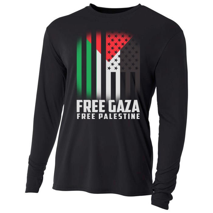 Free Gaza Free Palestine US Palestine Flag colors Cooling Performance Long Sleeve Crew