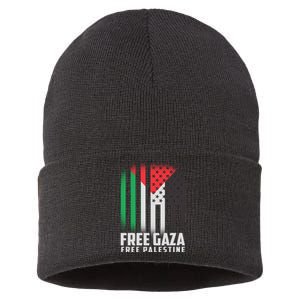 Free Gaza Free Palestine US Palestine Flag colors Sustainable Knit Beanie