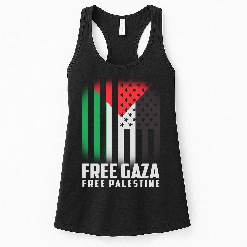 Free Gaza Free Palestine US Palestine Flag colors Womens Tank Top