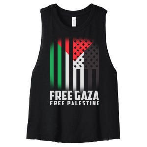 Free Gaza Free Palestine US Palestine Flag colors Women's Racerback Cropped Tank