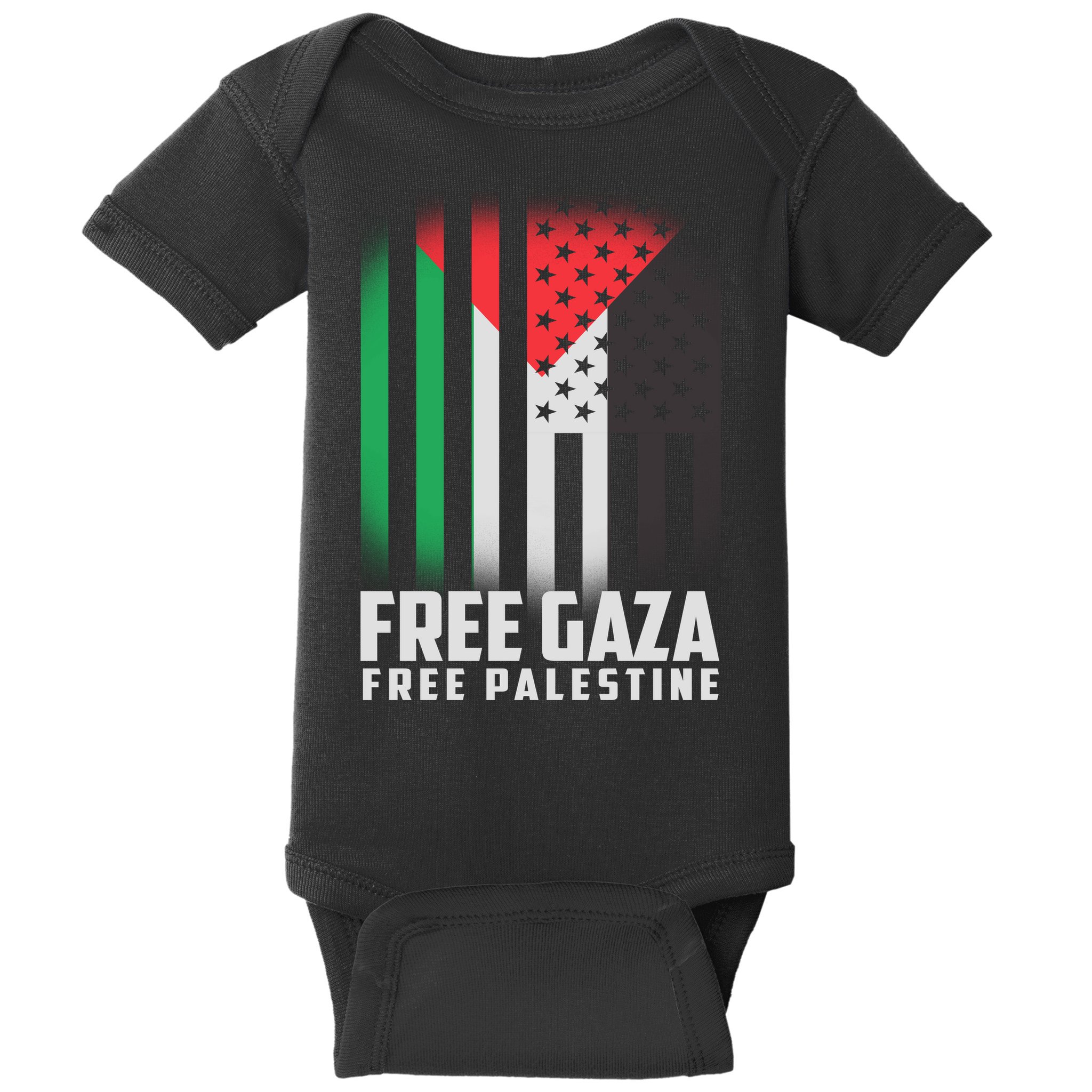 Free Gaza Free Palestine US Palestine Flag colors Baby Bodysuit