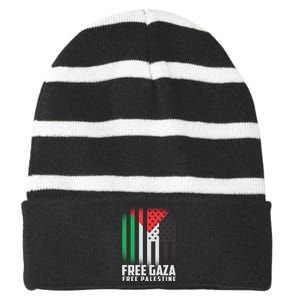 Free Gaza Free Palestine US Palestine Flag colors Striped Beanie with Solid Band