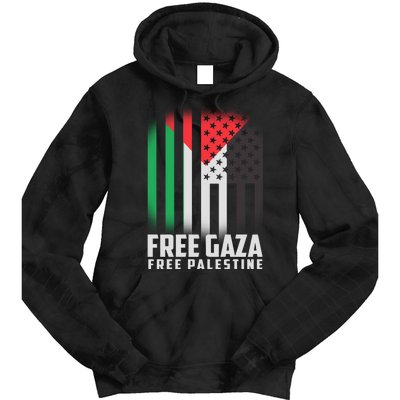 Free Gaza Free Palestine US Palestine Flag colors Tie Dye Hoodie