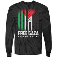 Free Gaza Free Palestine US Palestine Flag colors Tie-Dye Long Sleeve Shirt