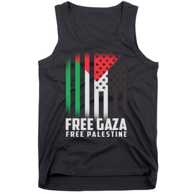 Free Gaza Free Palestine US Palestine Flag colors Tank Top