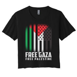 Free Gaza Free Palestine US Palestine Flag colors Women's Crop Top Tee