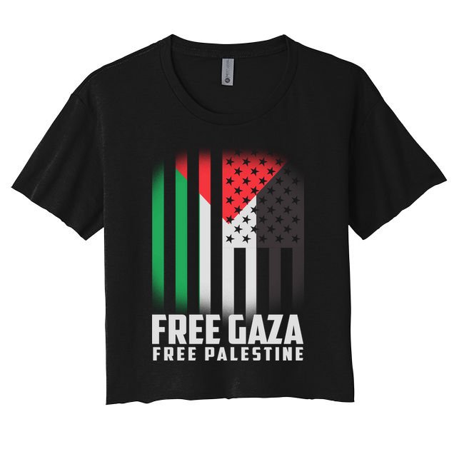 Free Gaza Free Palestine US Palestine Flag colors Crop Top
