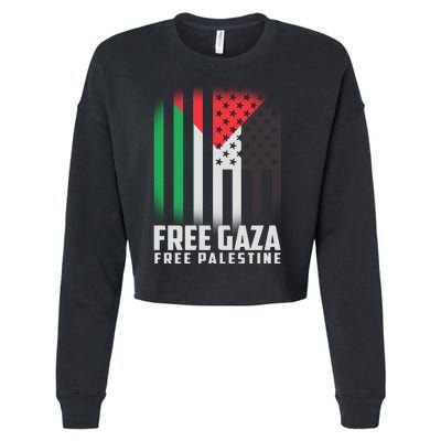 Free Gaza Free Palestine US Palestine Flag colors Cropped Pullover Crew