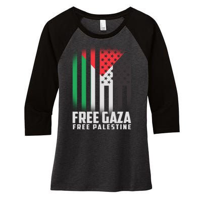 Free Gaza Free Palestine US Palestine Flag colors Women's Tri-Blend 3/4-Sleeve Raglan Shirt