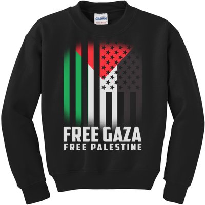 Free Gaza Free Palestine US Palestine Flag colors Kids Sweatshirt