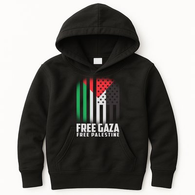 Free Gaza Free Palestine US Palestine Flag colors Kids Hoodie