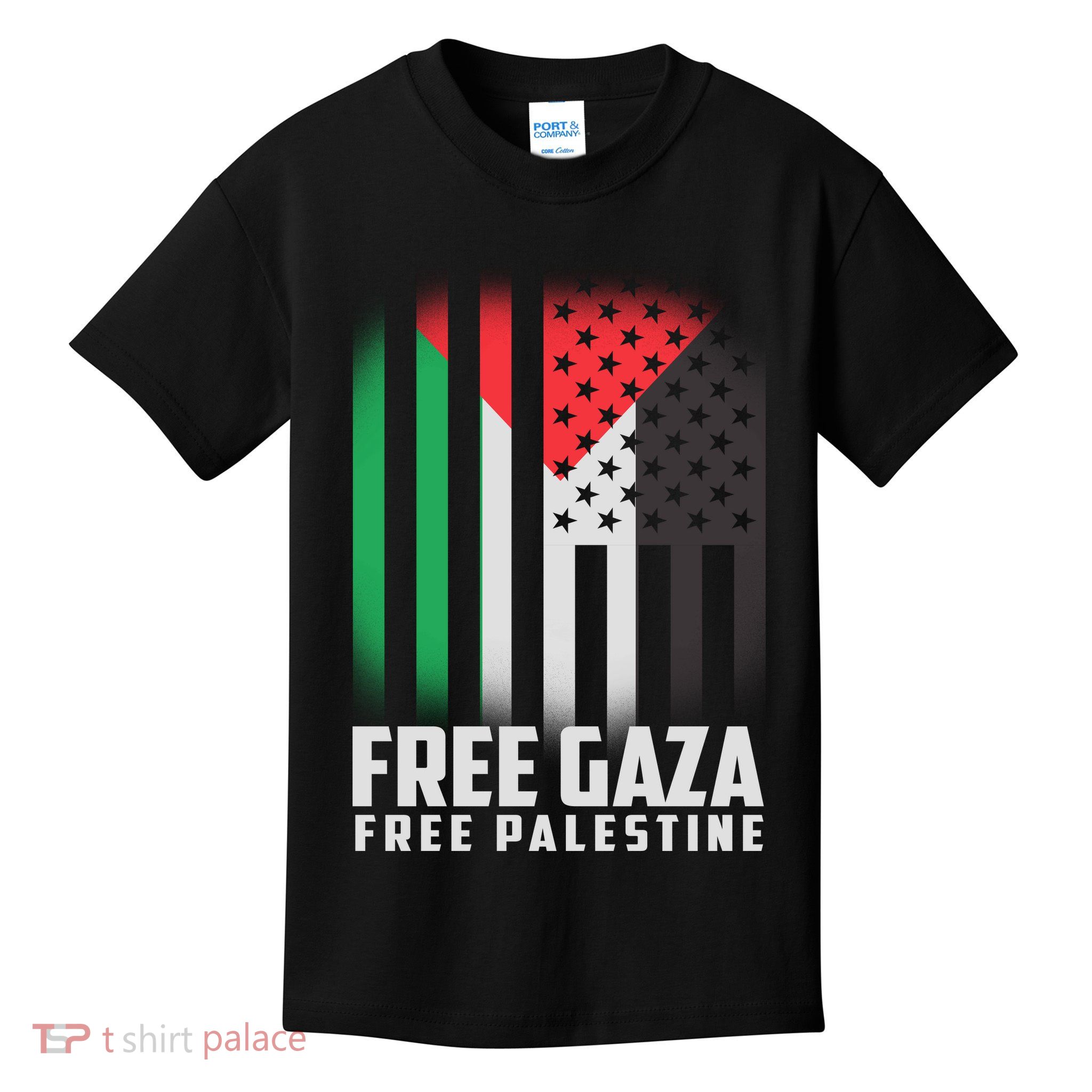Free Gaza Free Palestine US Palestine Flag colors Kids T-Shirt