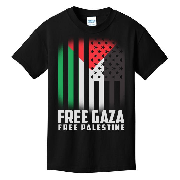 Free Gaza Free Palestine US Palestine Flag colors Kids T-Shirt