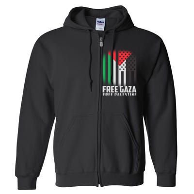 Free Gaza Free Palestine US Palestine Flag colors Full Zip Hoodie