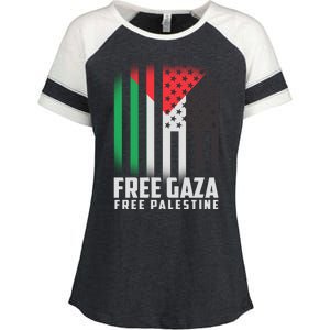 Free Gaza Free Palestine US Palestine Flag colors Enza Ladies Jersey Colorblock Tee