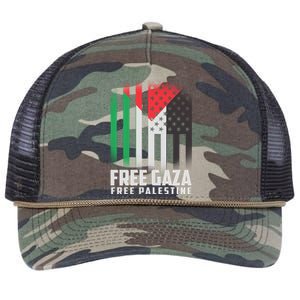 Free Gaza Free Palestine US Palestine Flag colors Retro Rope Trucker Hat Cap