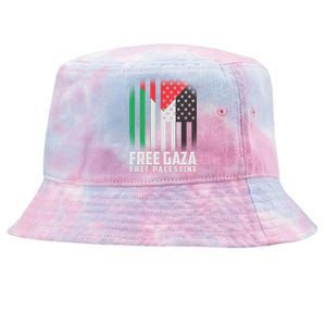 Free Gaza Free Palestine US Palestine Flag colors Tie-Dyed Bucket Hat