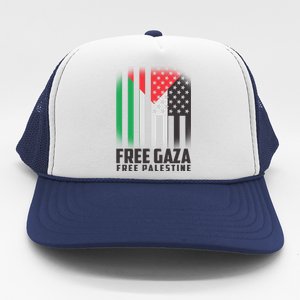 Free Gaza Free Palestine US Palestine Flag colors Trucker Hat