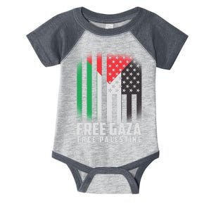 Free Gaza Free Palestine US Palestine Flag colors Infant Baby Jersey Bodysuit