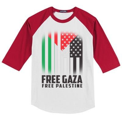 Free Gaza Free Palestine US Palestine Flag colors Kids Colorblock Raglan Jersey