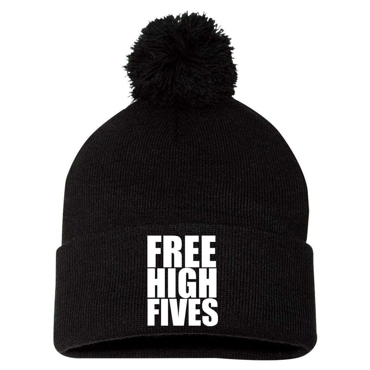 Free High Fives Pom Pom 12in Knit Beanie