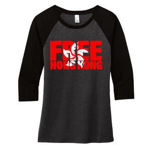 Free Hong Kong Women's Tri-Blend 3/4-Sleeve Raglan Shirt