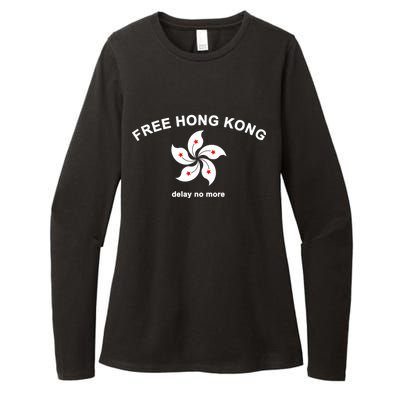 Free Hong Kong Delay No More Womens CVC Long Sleeve Shirt