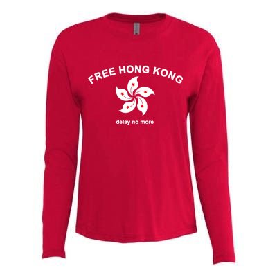 Free Hong Kong Delay No More Womens Cotton Relaxed Long Sleeve T-Shirt