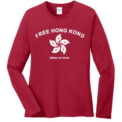 Free Hong Kong Delay No More Ladies Long Sleeve Shirt