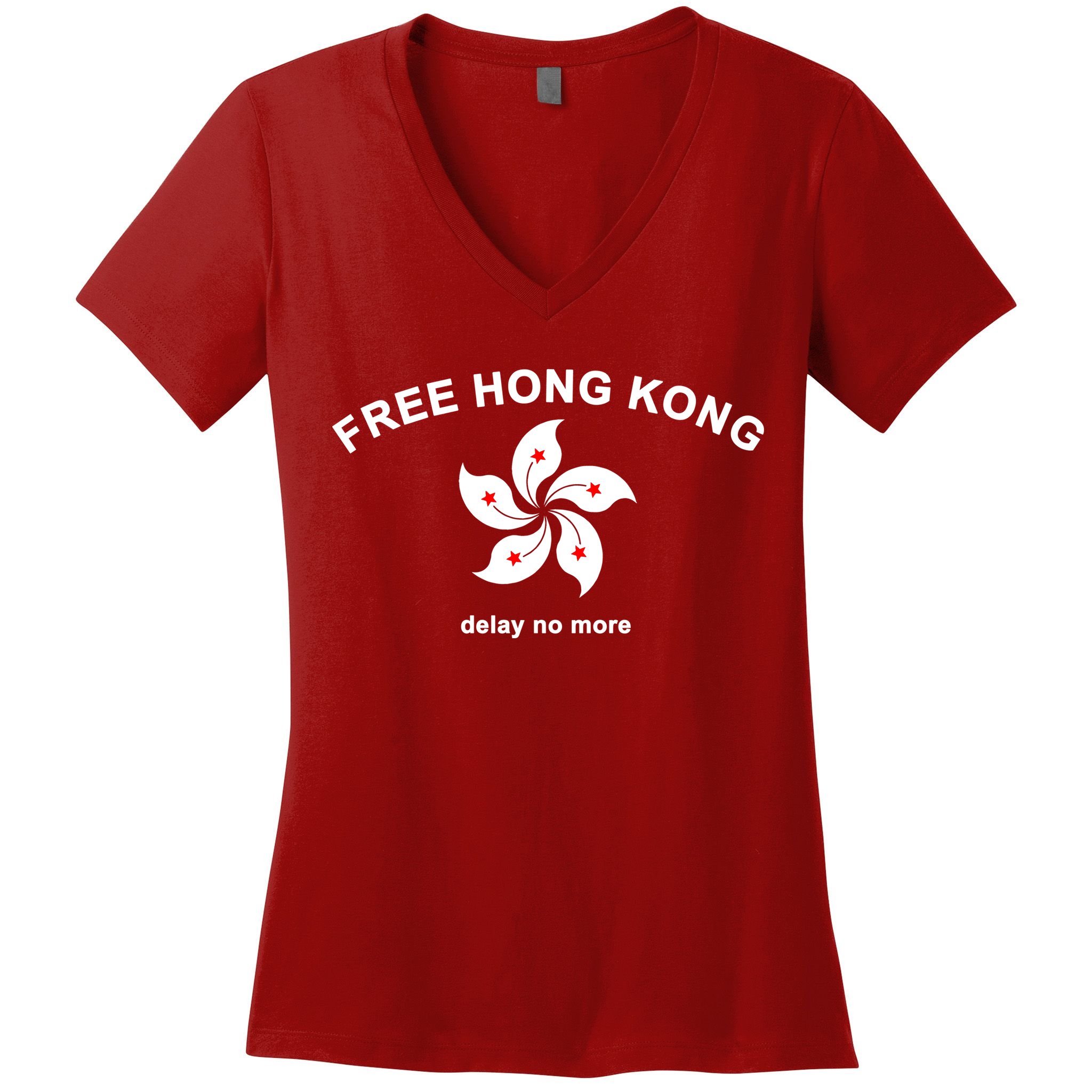 Free Hong Kong Delay No More Women's V-Neck T-Shirt