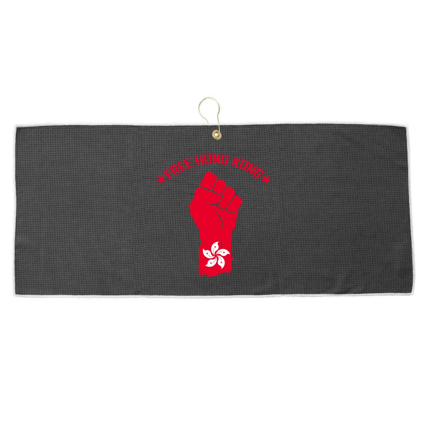 Free Hong Kong Fist Large Microfiber Waffle Golf Towel
