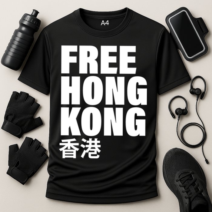 Free Hong Kong For Democracy Now Cooling Performance Crew T-Shirt