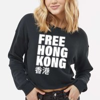 Free Hong Kong For Democracy Now Cropped Pullover Crew
