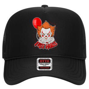 Free Hugs Scary Clown Funny High Crown Mesh Back Trucker Hat