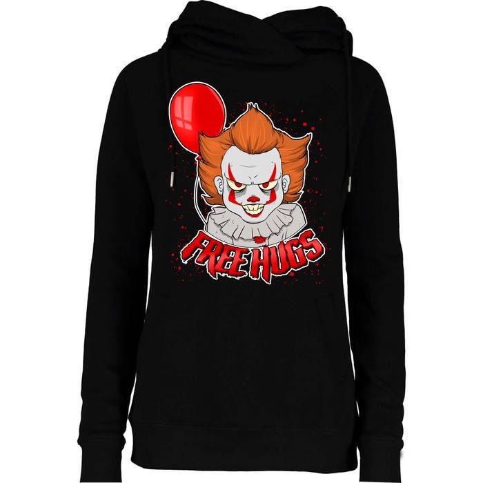 Free Hugs Scary Clown Funny Womens Funnel Neck Pullover Hood