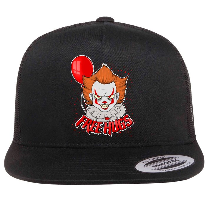 Free Hugs Scary Clown Funny Flat Bill Trucker Hat