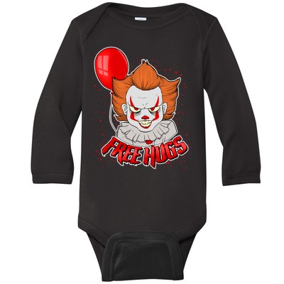 Free Hugs Scary Clown Funny Baby Long Sleeve Bodysuit