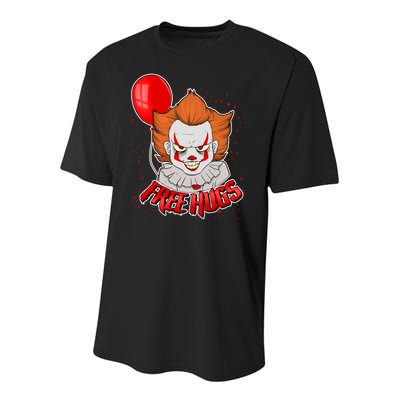 Free Hugs Scary Clown Funny Youth Performance Sprint T-Shirt