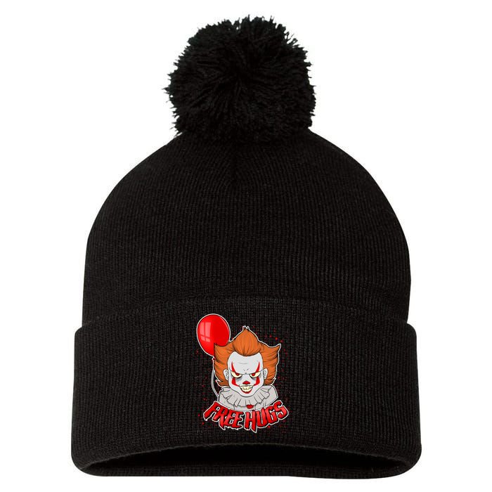 Free Hugs Scary Clown Funny Pom Pom 12in Knit Beanie