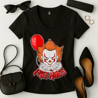 Free Hugs Scary Clown Funny Women's V-Neck T-Shirt