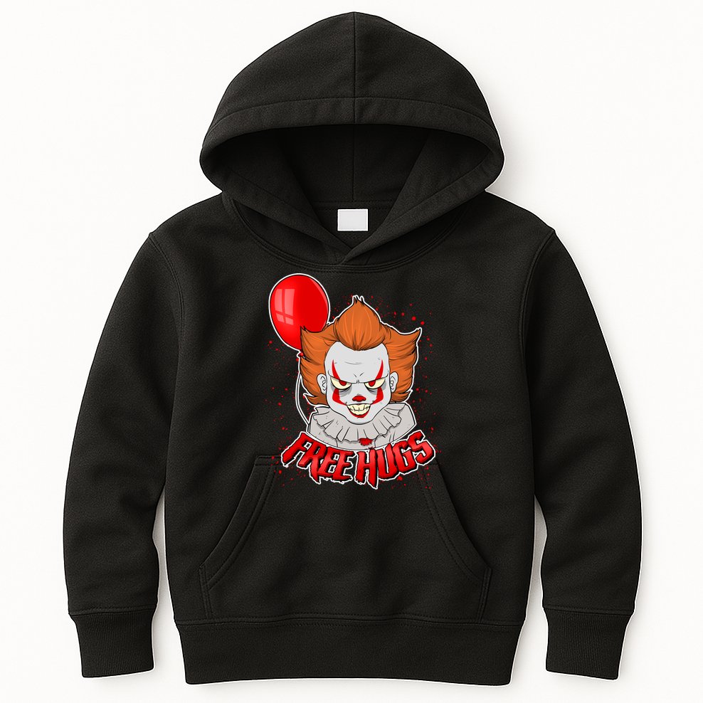 Free Hugs Scary Clown Funny Kids Hoodie
