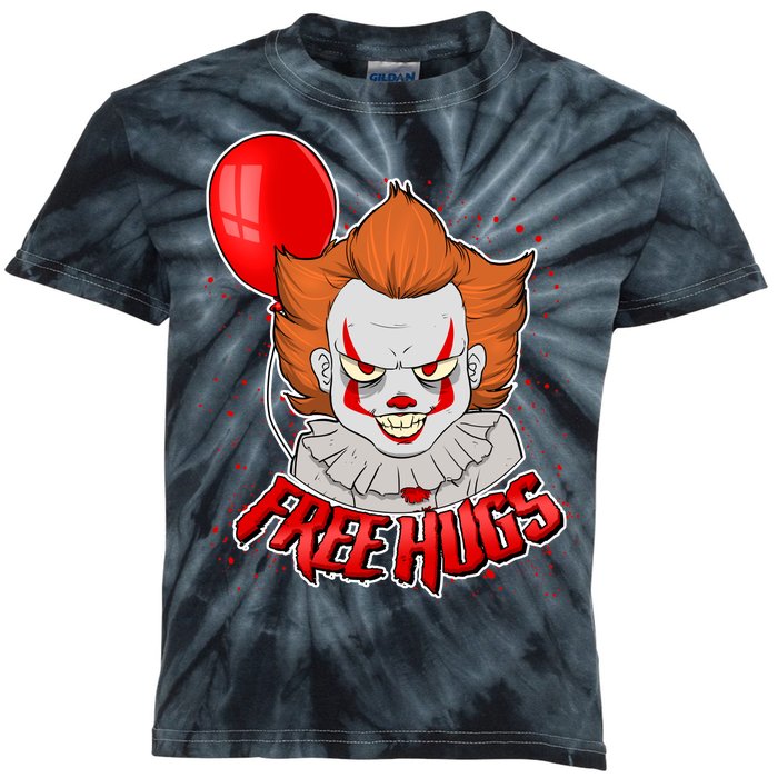 Free Hugs Scary Clown Funny Kids Tie-Dye T-Shirt