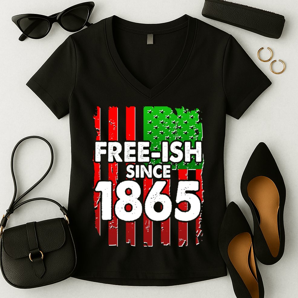 Free-ish Since 1865 Juneteenth Women's V-Neck T-Shirt