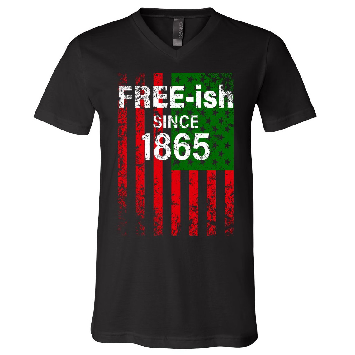 Free-ish Since 1865 Juneteenth Day Flag Black Pride V-Neck T-Shirt