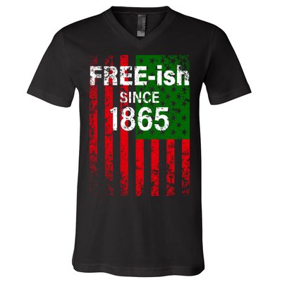 Free-ish Since 1865 Juneteenth Day Flag Black Pride V-Neck T-Shirt