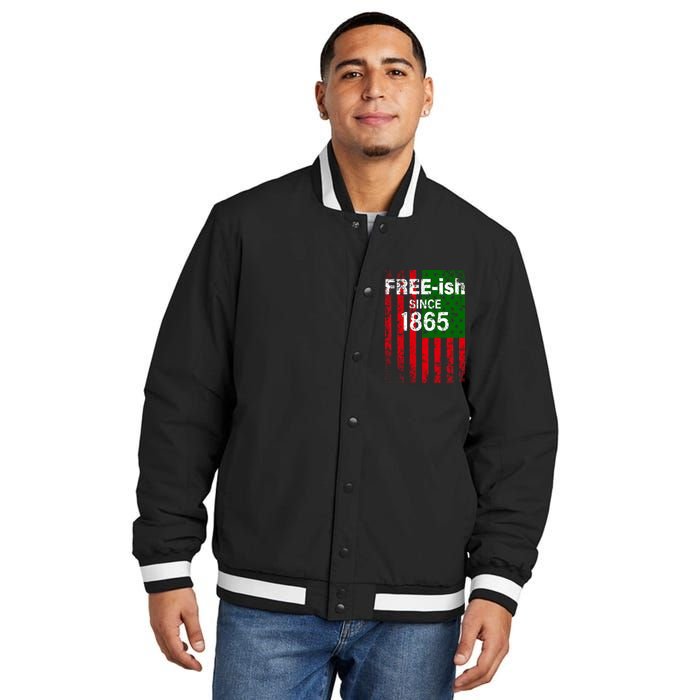 Free-ish Since 1865 Juneteenth Day Flag Black Pride Insulated Varsity Jacket