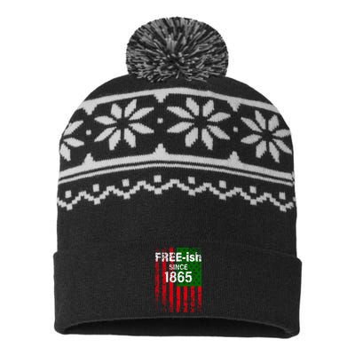 Free-ish Since 1865 Juneteenth Day Flag Black Pride USA-Made Snowflake Beanie