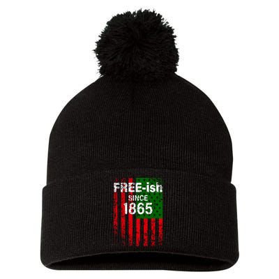Free-ish Since 1865 Juneteenth Day Flag Black Pride Pom Pom 12in Knit Beanie