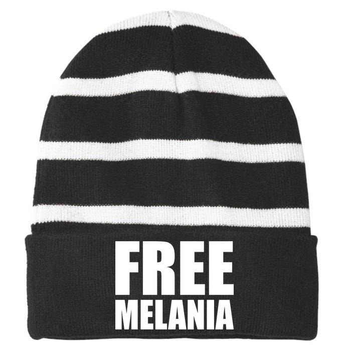 Free Melania Bold Text Striped Beanie with Solid Band