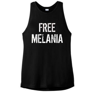 Free Melania Funny Distressed Logo Ladies PosiCharge Tri-Blend Wicking Tank